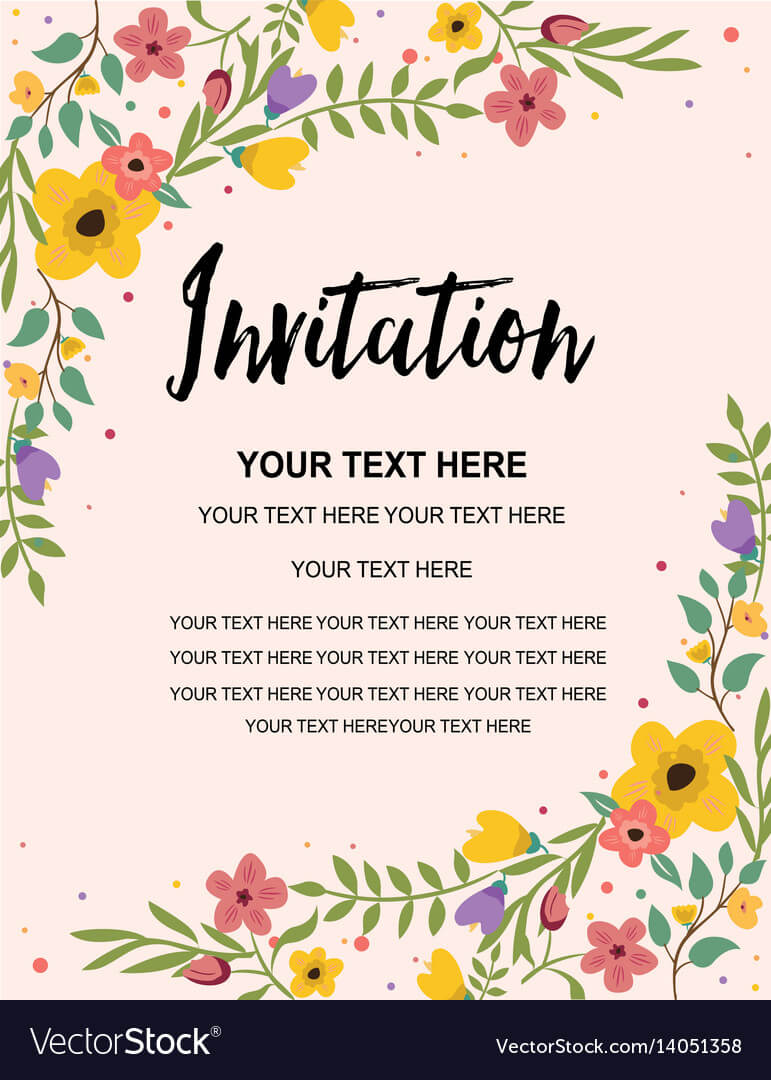 Floral Anniversary Party Invitation Card Template Regarding Template For Anniversary Card