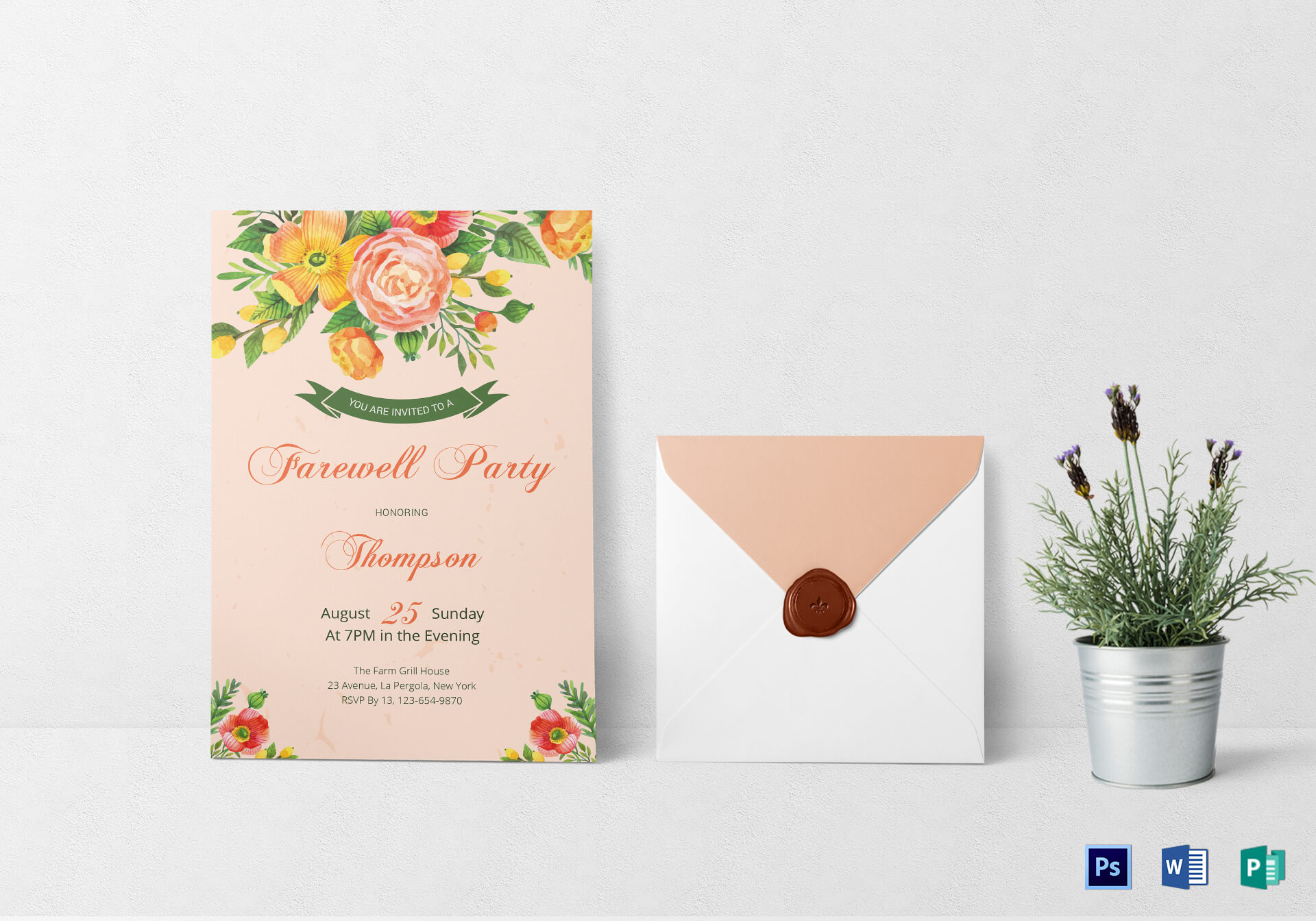 Floral Farewell Party Invitation Template With Farewell Card Template Word