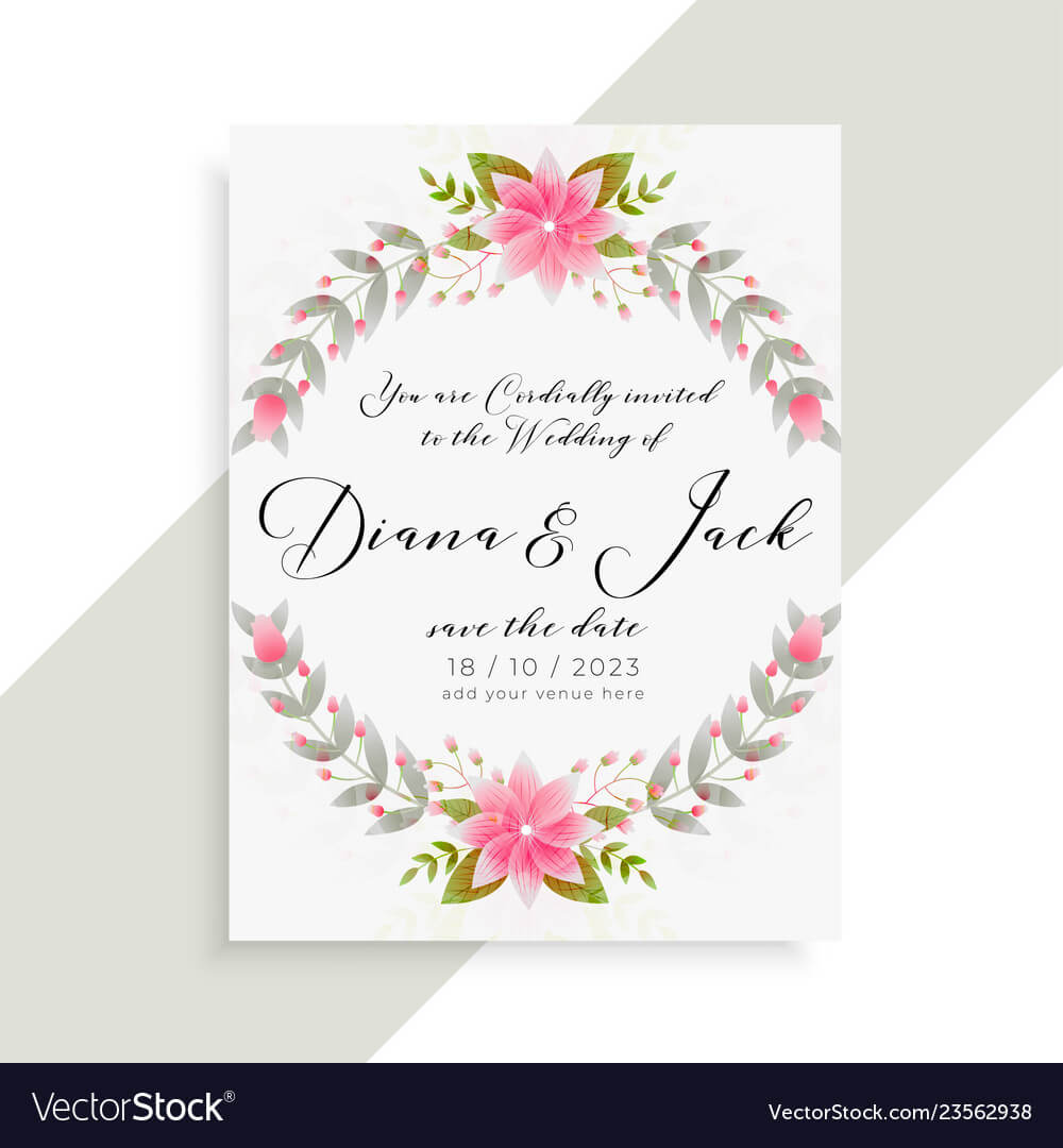 Floral Wedding Invitation Card Elegant Template Throughout Invitation Cards Templates For Marriage