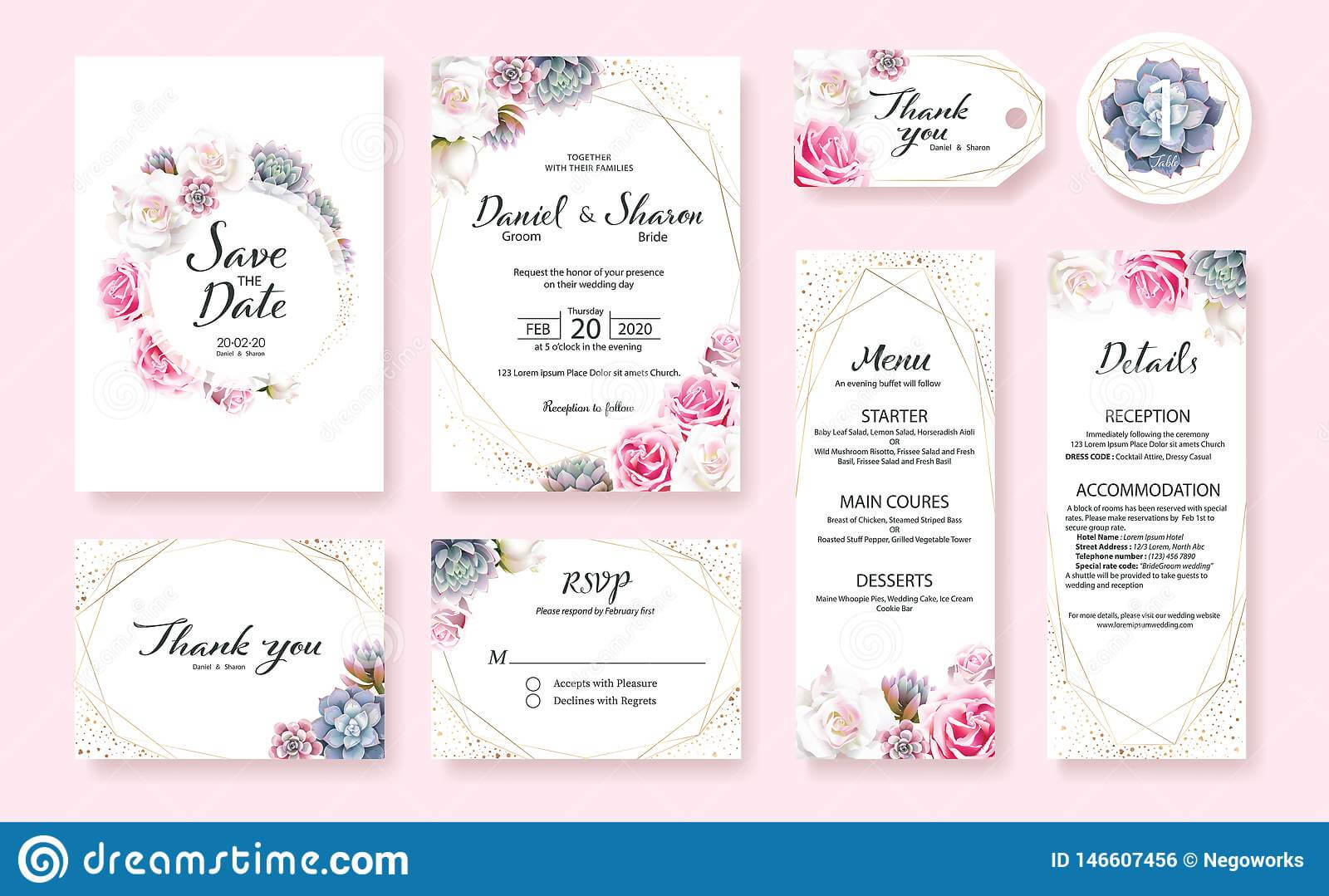 Floral Wedding Invitation Card, Save The Date, Thank You Intended For Table Reservation Card Template