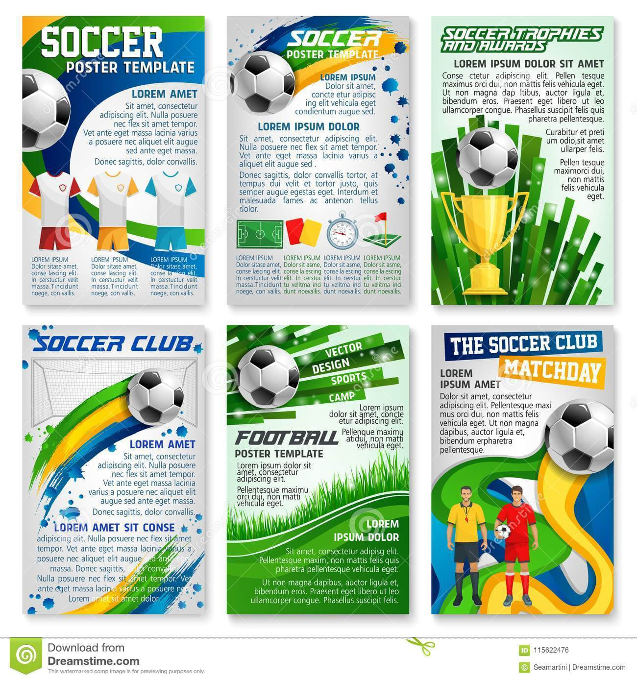 Football Or Soccer Game Banner, Sport Club Design Stock In Football Referee Game Card Template
