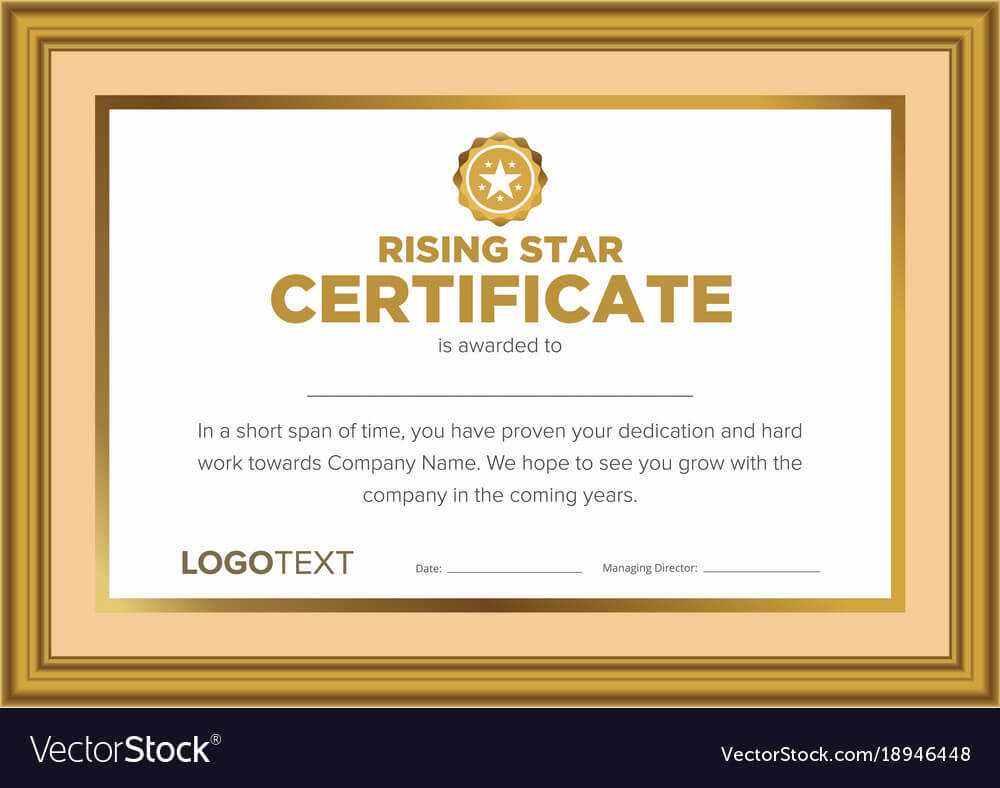 Framed Vintage Rising Star Certificate Pertaining To Star Of The Week Certificate Template