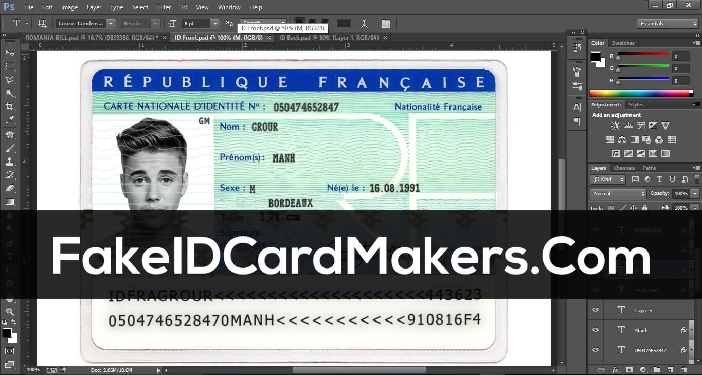 France Id Card Template Psd [Fake Driver License] Intended For French Id Card Template