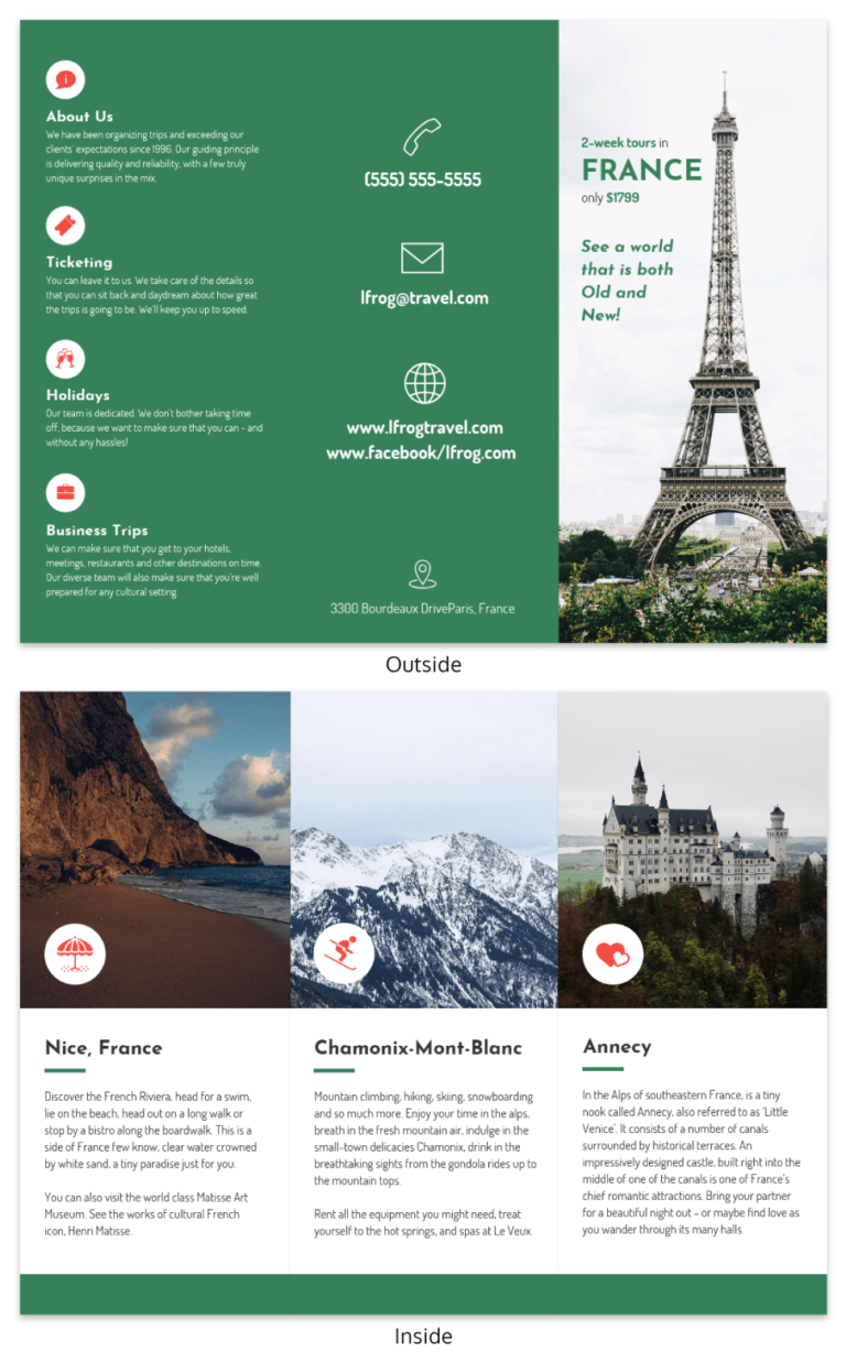 France Tri Fold Travel Brochure With Regard To Travel Brochure Template