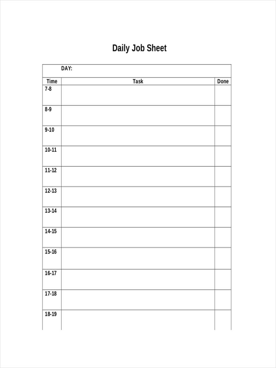 Free 10+ Job Sheet Examples & Samples In Google Docs Intended For Sample Job Cards Templates