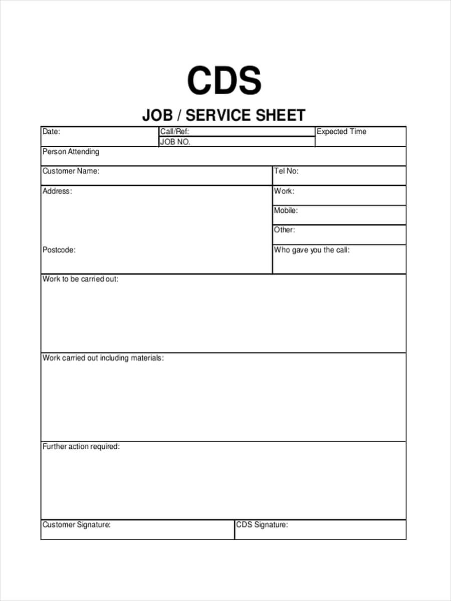 Free 10+ Job Sheet Examples & Samples In Google Docs Pertaining To Service Job Card Template