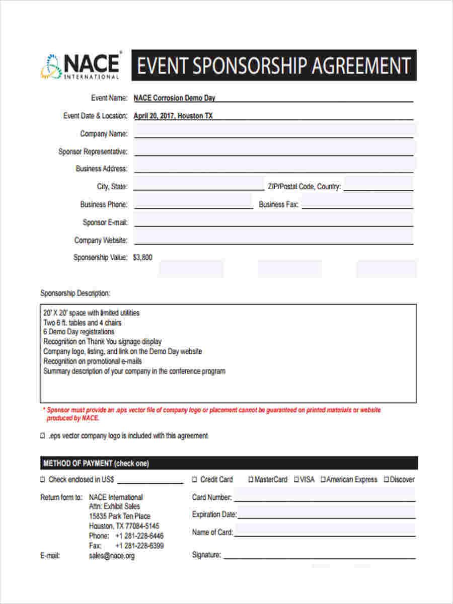 Free 6+ Sample Event Sponsorship Forms In Ms Word | Pdf With Regard To Sponsor Card Template