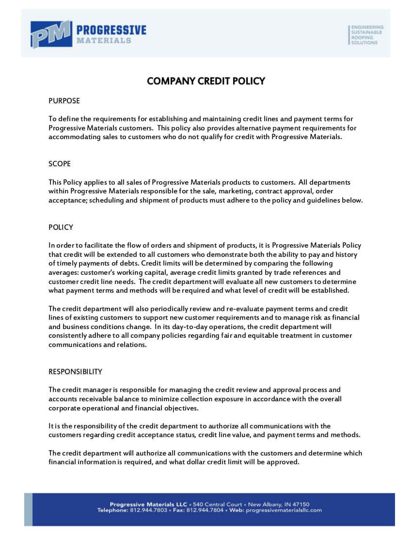 Free 9+ Examples Of Credit Policies And Procedures In Pdf Intended For Company Credit Card Policy Template
