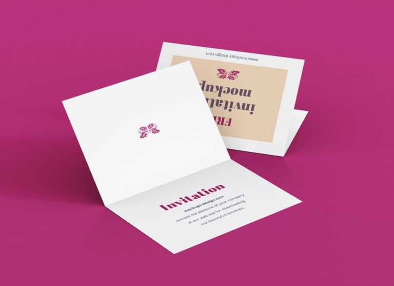 Download Free A7 Bi-Fold Greeting / Invitation Card Mockup Psd Set throughout Card Folding Templates Free ...