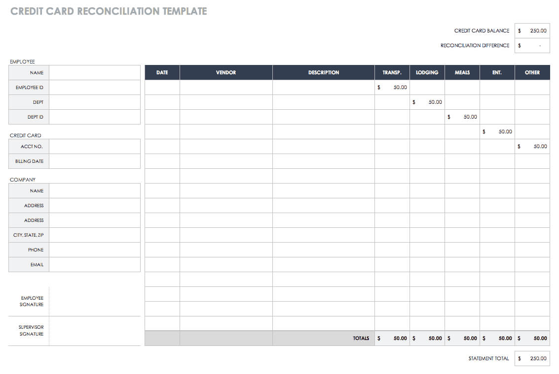 Free Account Reconciliation Templates | Smartsheet Pertaining To Credit Card Statement Template Excel