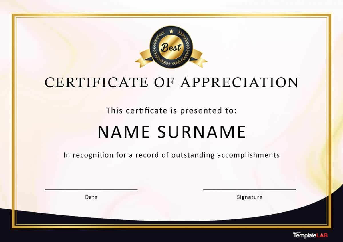 Free Certificate Of Appreciation Templates For Word - Calep Intended For Professional Certificate Templates For Word