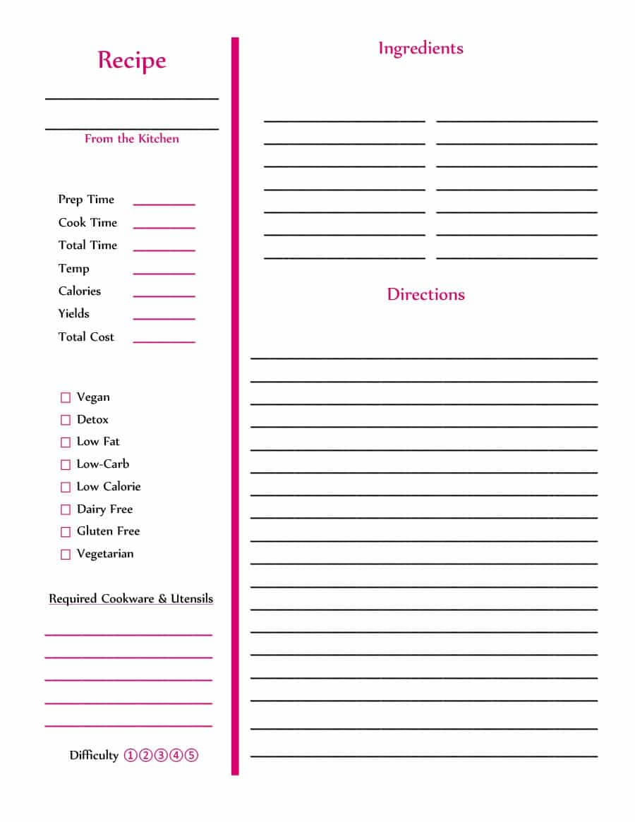 Free Cookbook Template For Word – Calep.midnightpig.co In Microsoft Word Recipe Card Template