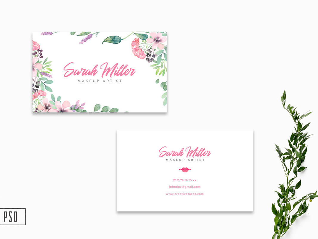 Free Floral Business Card Template V2Farhan Ahmad On Pertaining To Free Editable Printable Business Card Templates