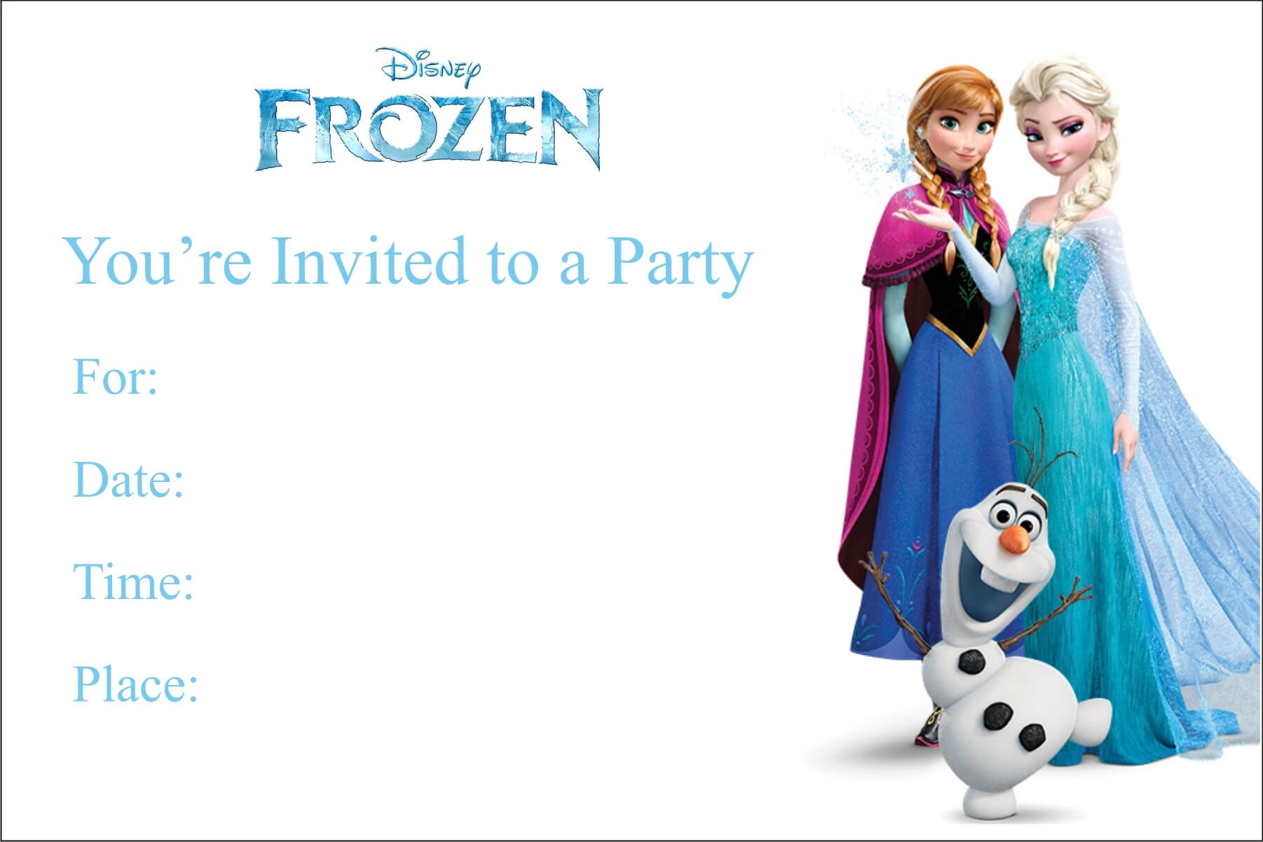 Free Frozen Invitations – Dalep.midnightpig.co Within Frozen Birthday Card Template