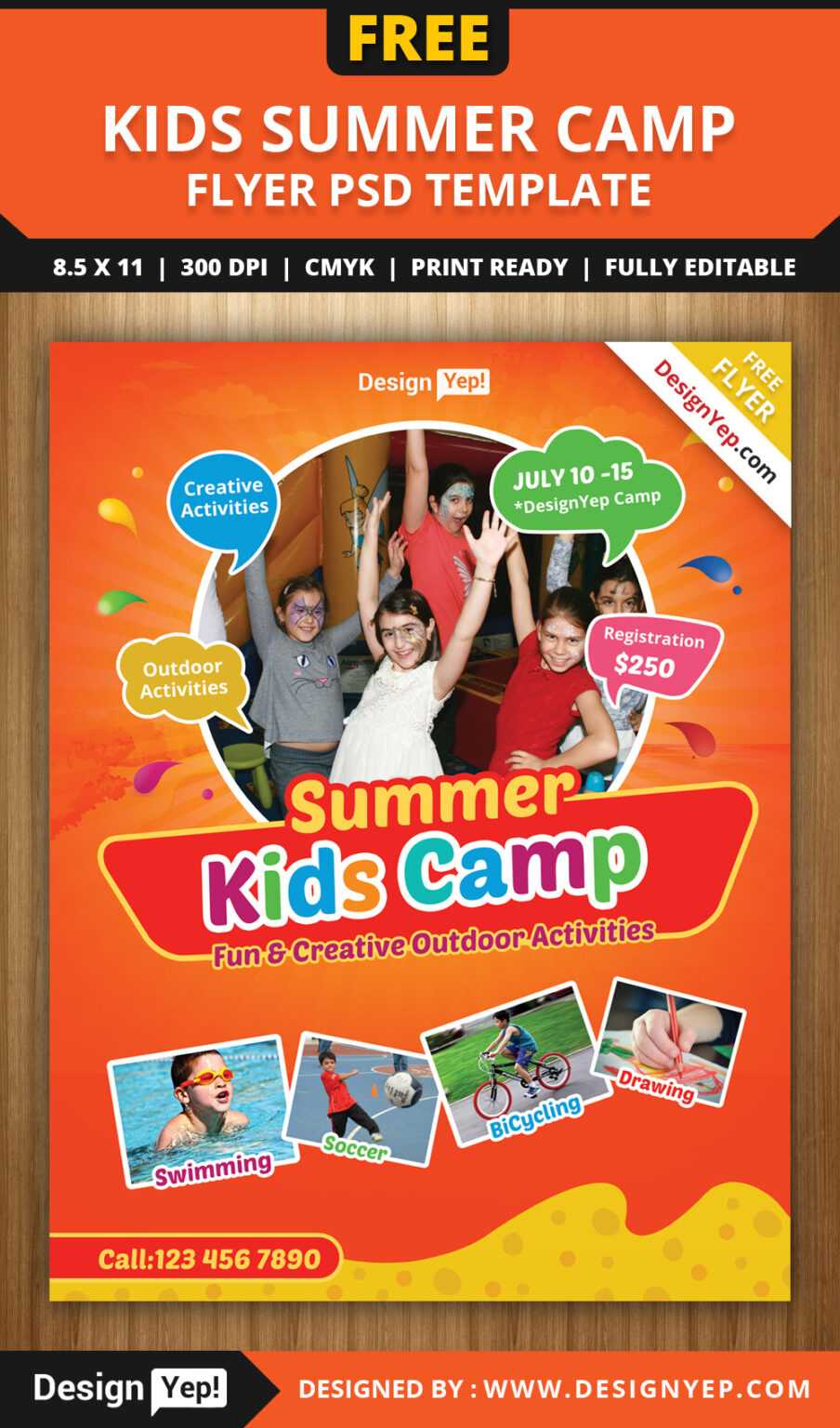 Free Kids Summer Camp Flyer Psd Template On Behance Throughout Summer 