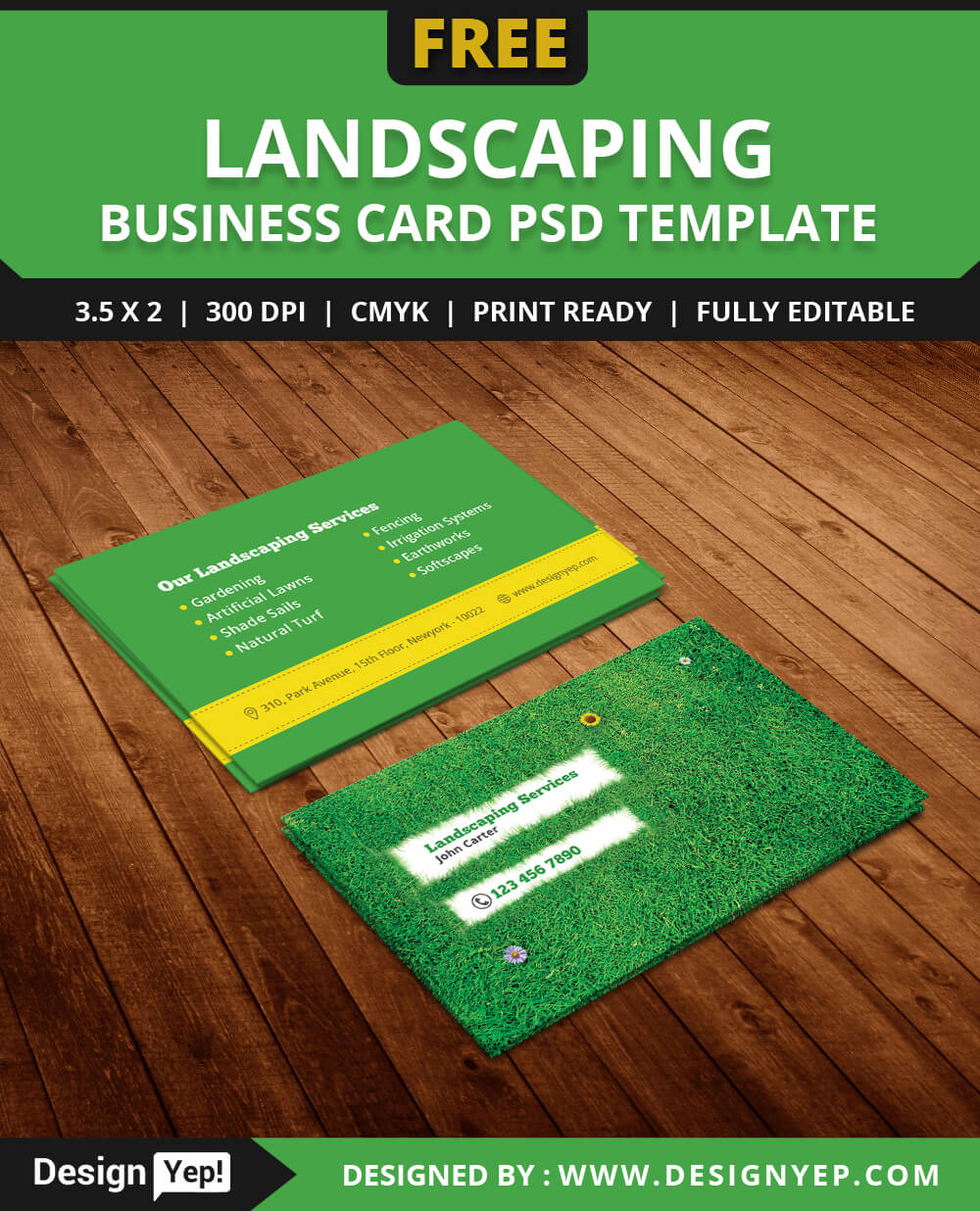 Free Landscaping Business Card Template Psd - Designyep Pertaining To Landscaping Business Card Template