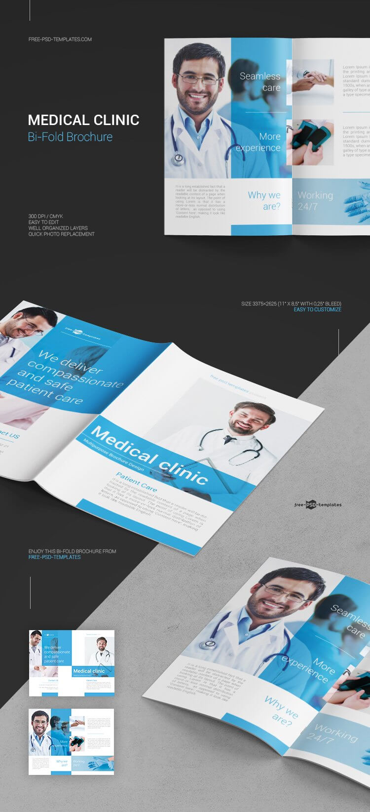 Free Medical Clinic Bi Fold Brochure In Psd | Free Psd Templates In Healthcare Brochure Templates Free Download