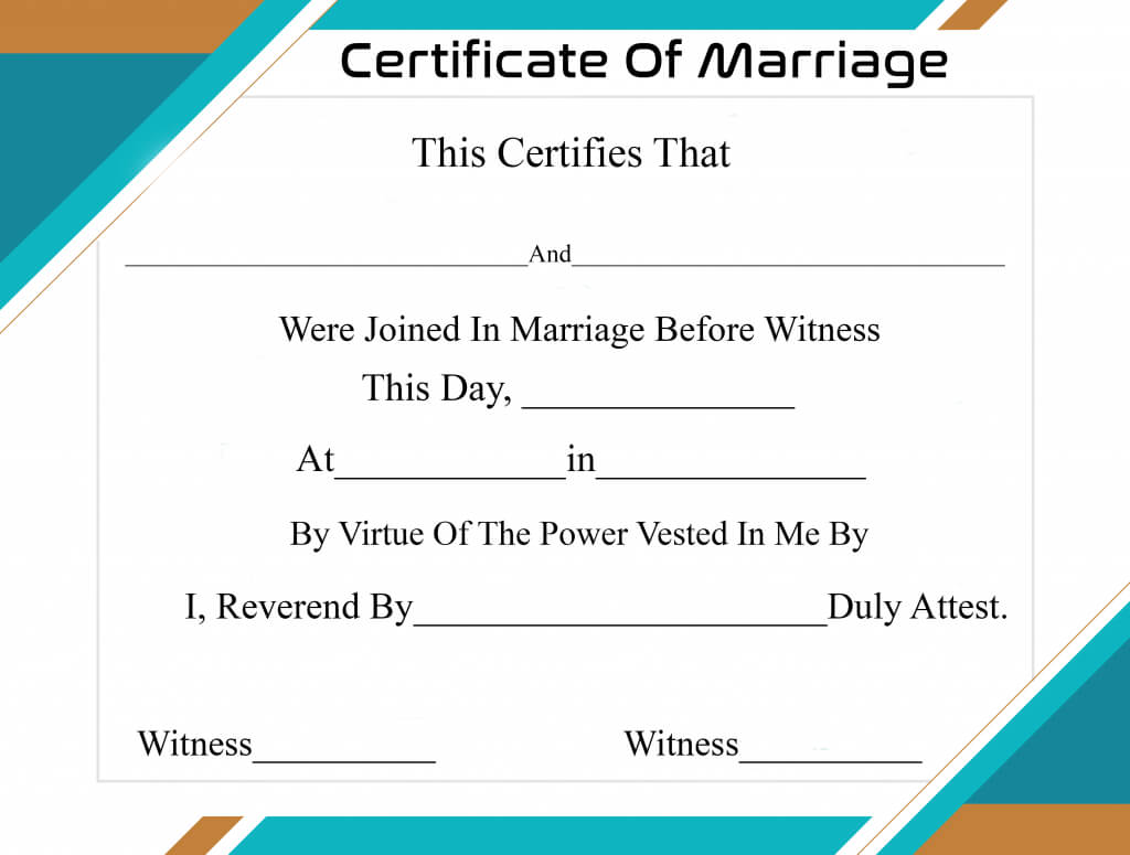 Free Printable Certificate Of Marriage Template With Regard To Blank Marriage Certificate Template
