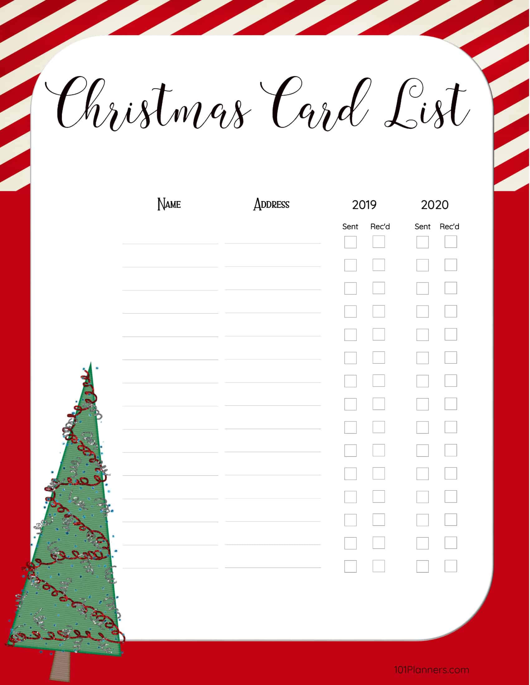Free Printable Christmas Gift List Template Regarding Christmas Card List Template
