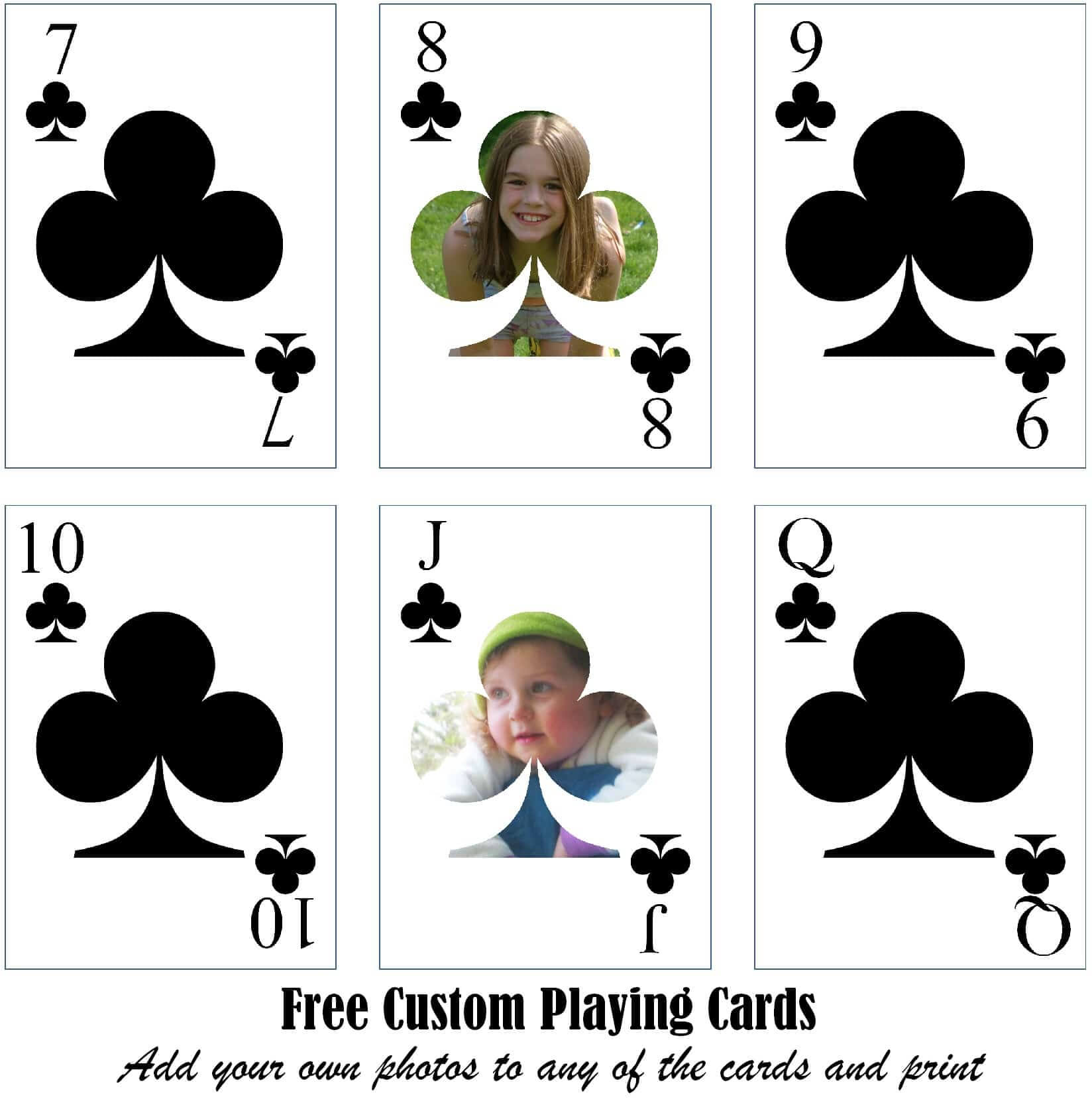 Free Printable Custom Playing Cards | Add Your Photo And/or Text Inside Playing Card Design Template