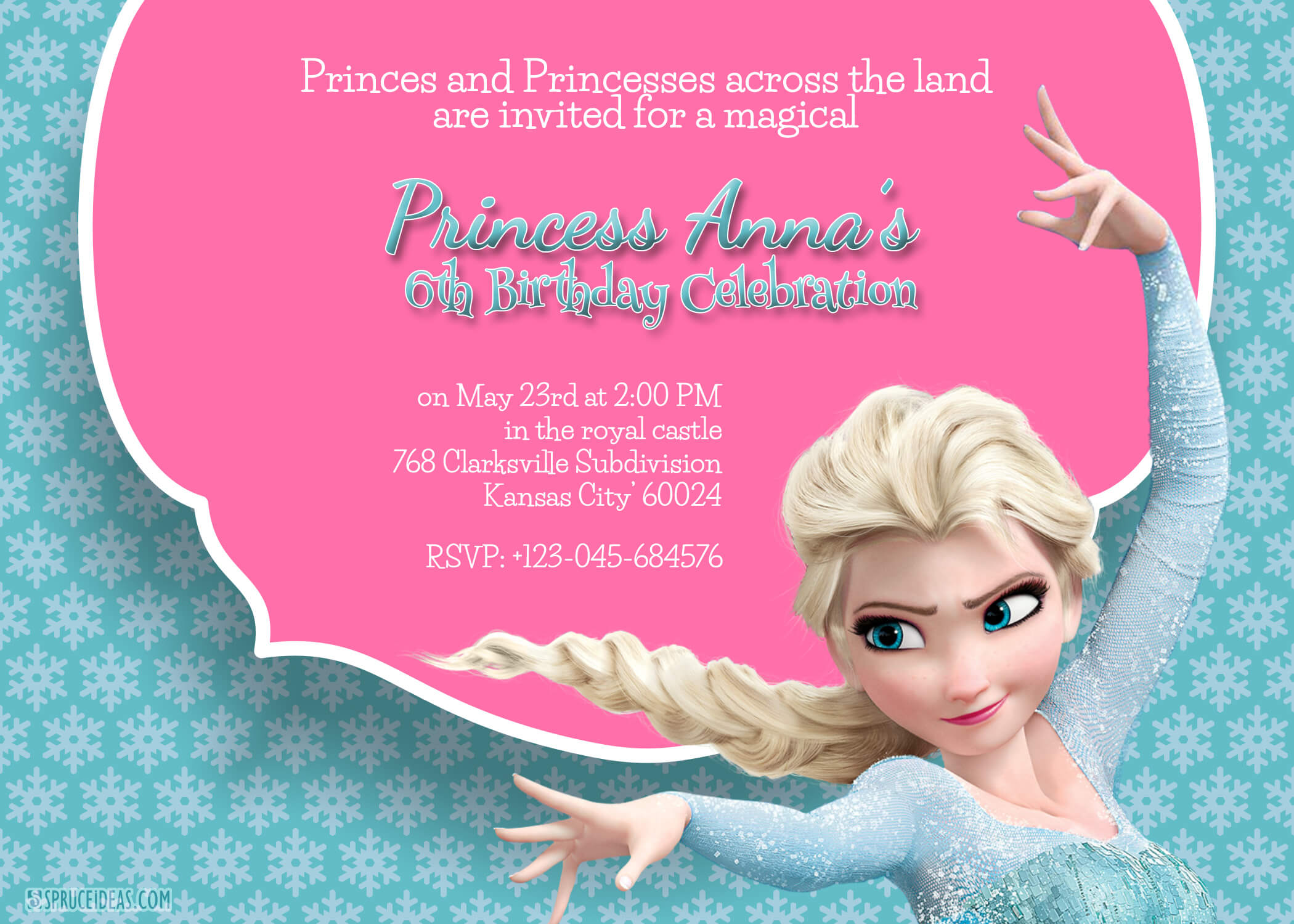 Free Printable Frozen Elsa Birthday Party Invitation Template With Regard To Frozen Birthday Card Template