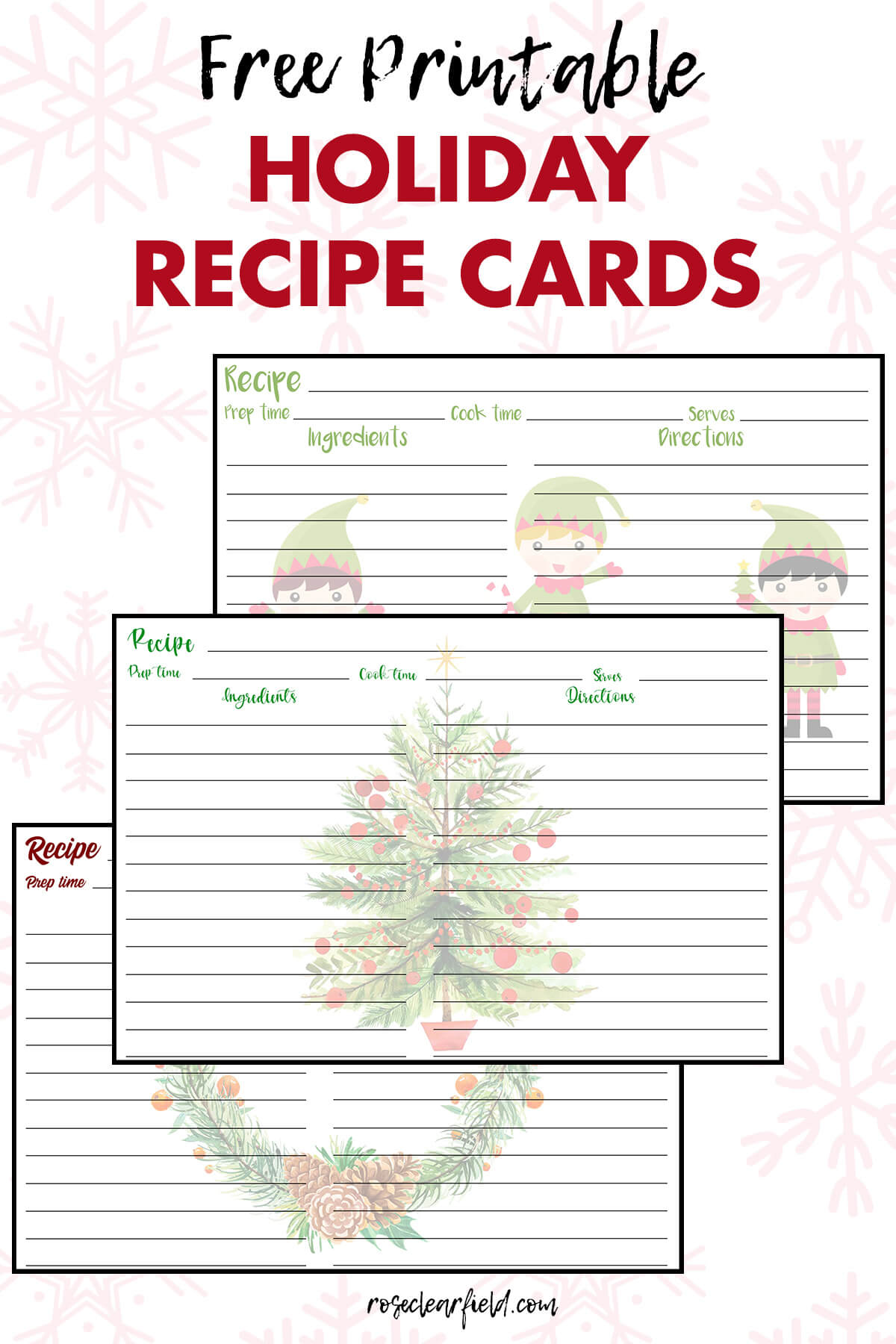 Free Printable Holiday Recipe Cards Rose Clearfield Throughout Cookie 
