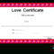 Free Printable Love Certificates With Love Certificate Templates