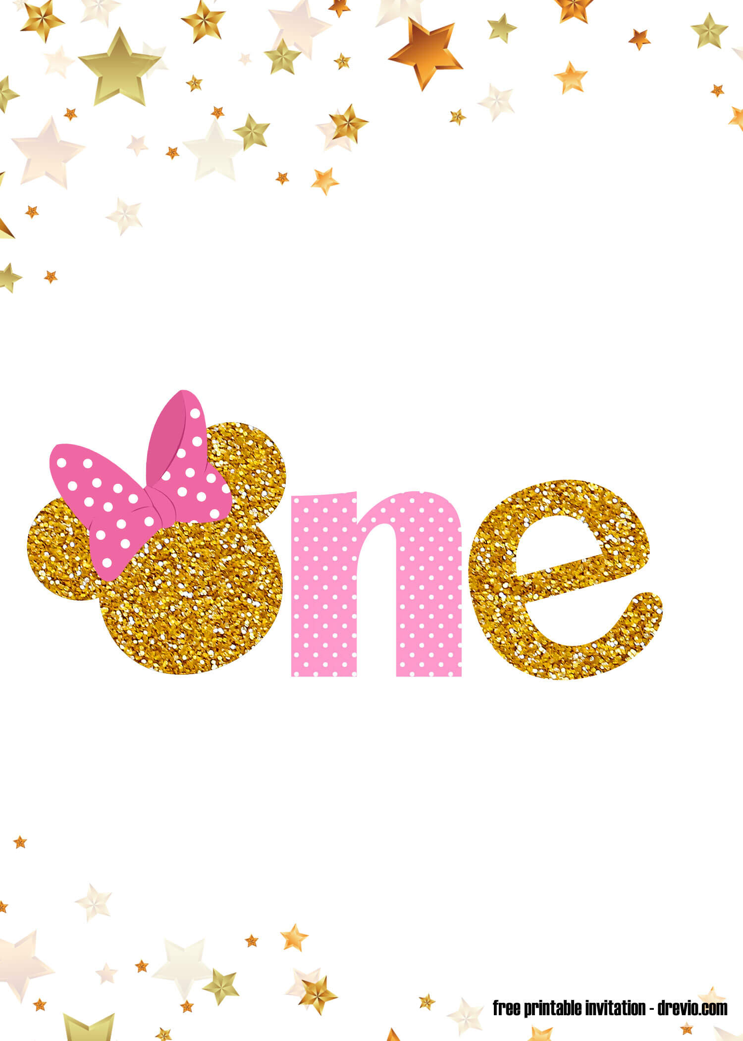 Free Printable Pink And Gold Minnie Mouse 1St Birthday With Regard To Minnie Mouse Card Templates