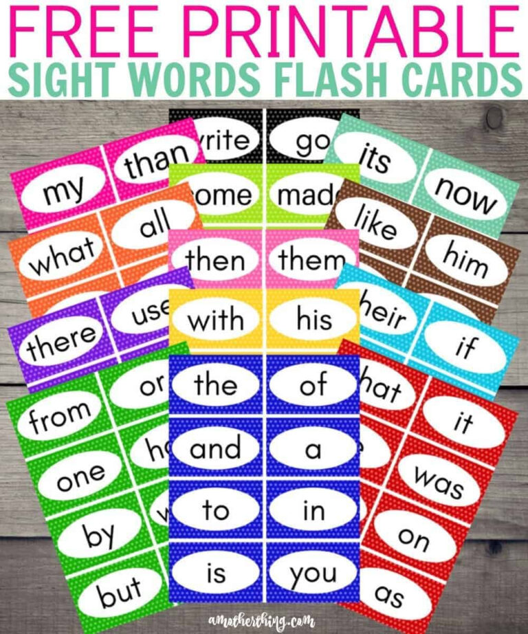 Free Printable Sight Words Flash Cards It's A Mother Thing For Free