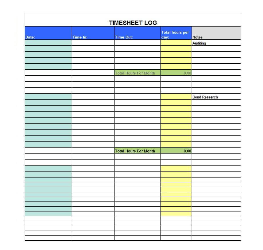 Free Printable Time Sheets Forms – Calep.midnightpig.co Inside Sample Job Cards Templates