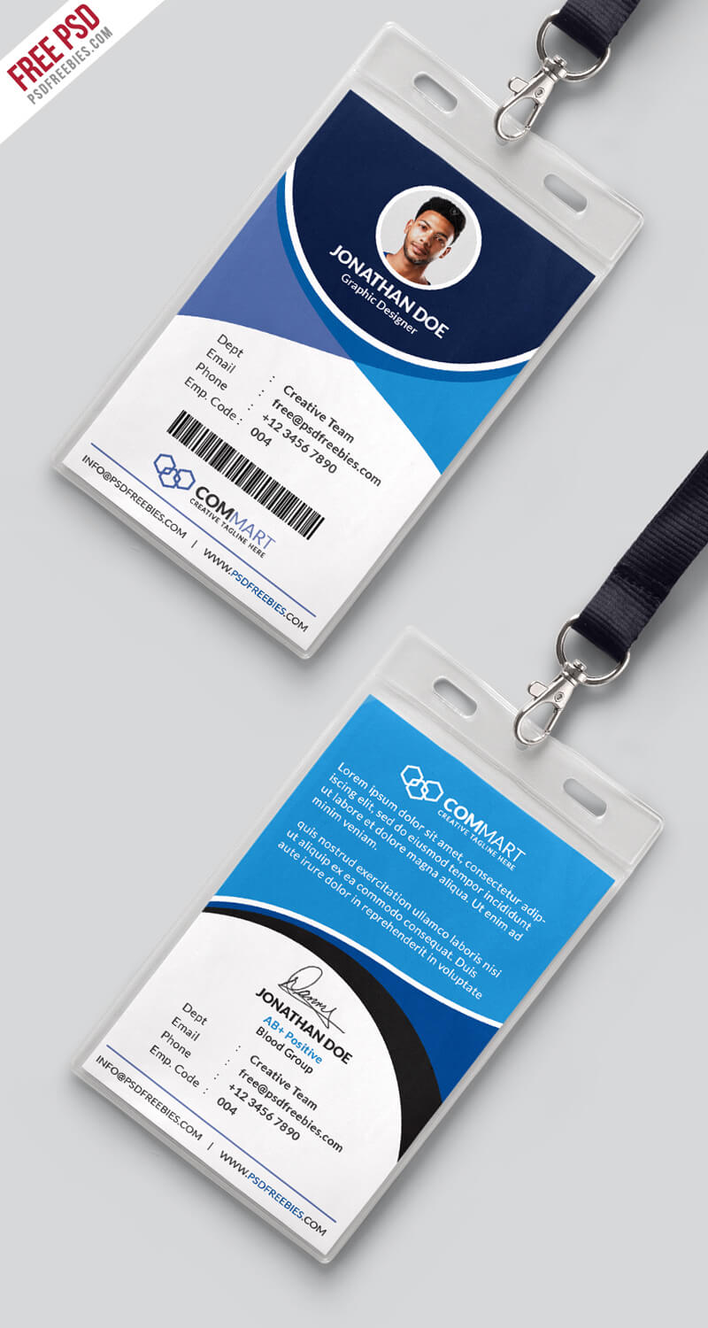 Free Psd : Corporate Office Identity Card Template Psd On Throughout Id Card Design Template Psd Free Download