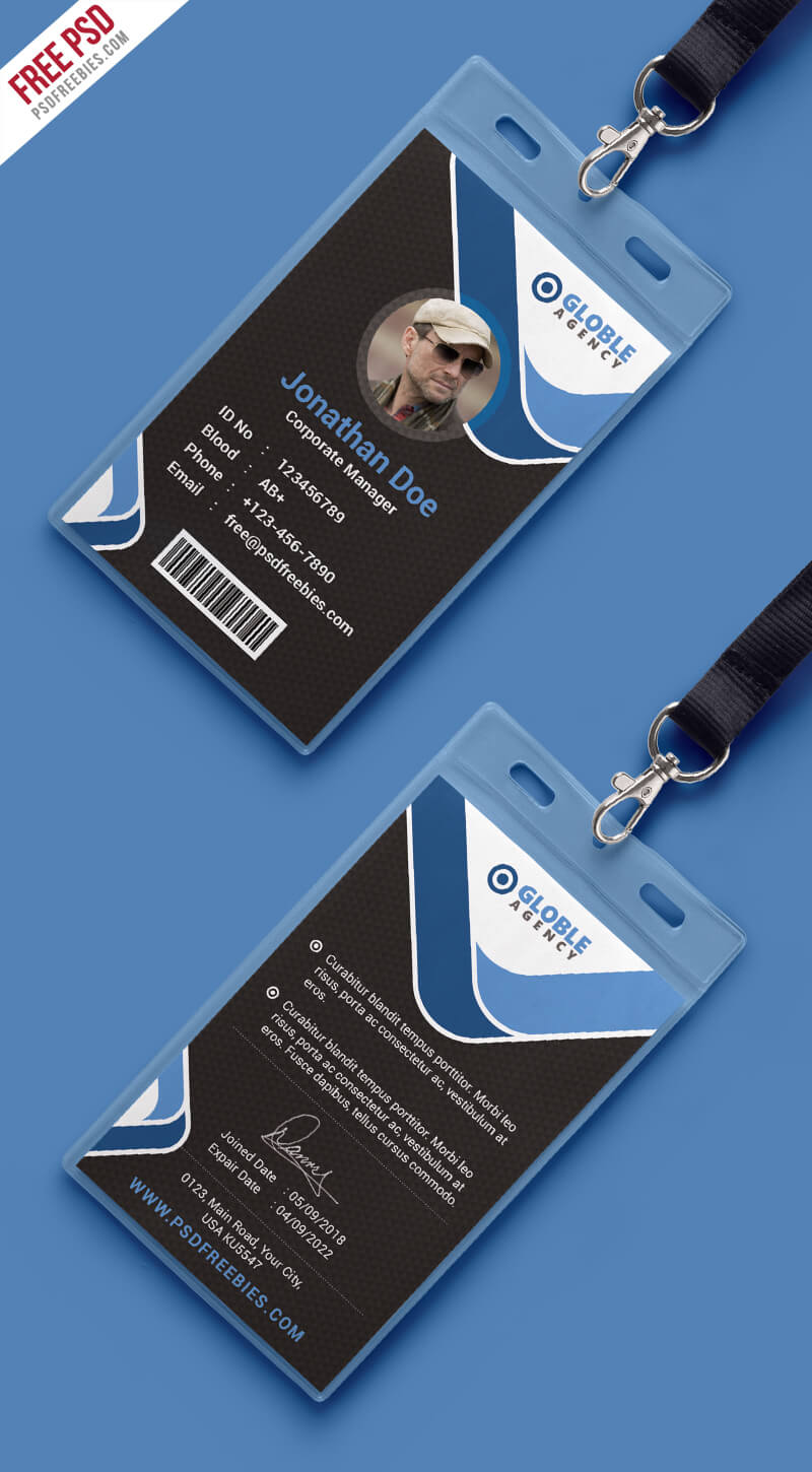 Free Psd : Multipurpose Dark Office Id Card Template On Behance Within Id Card Design Template Psd Free Download