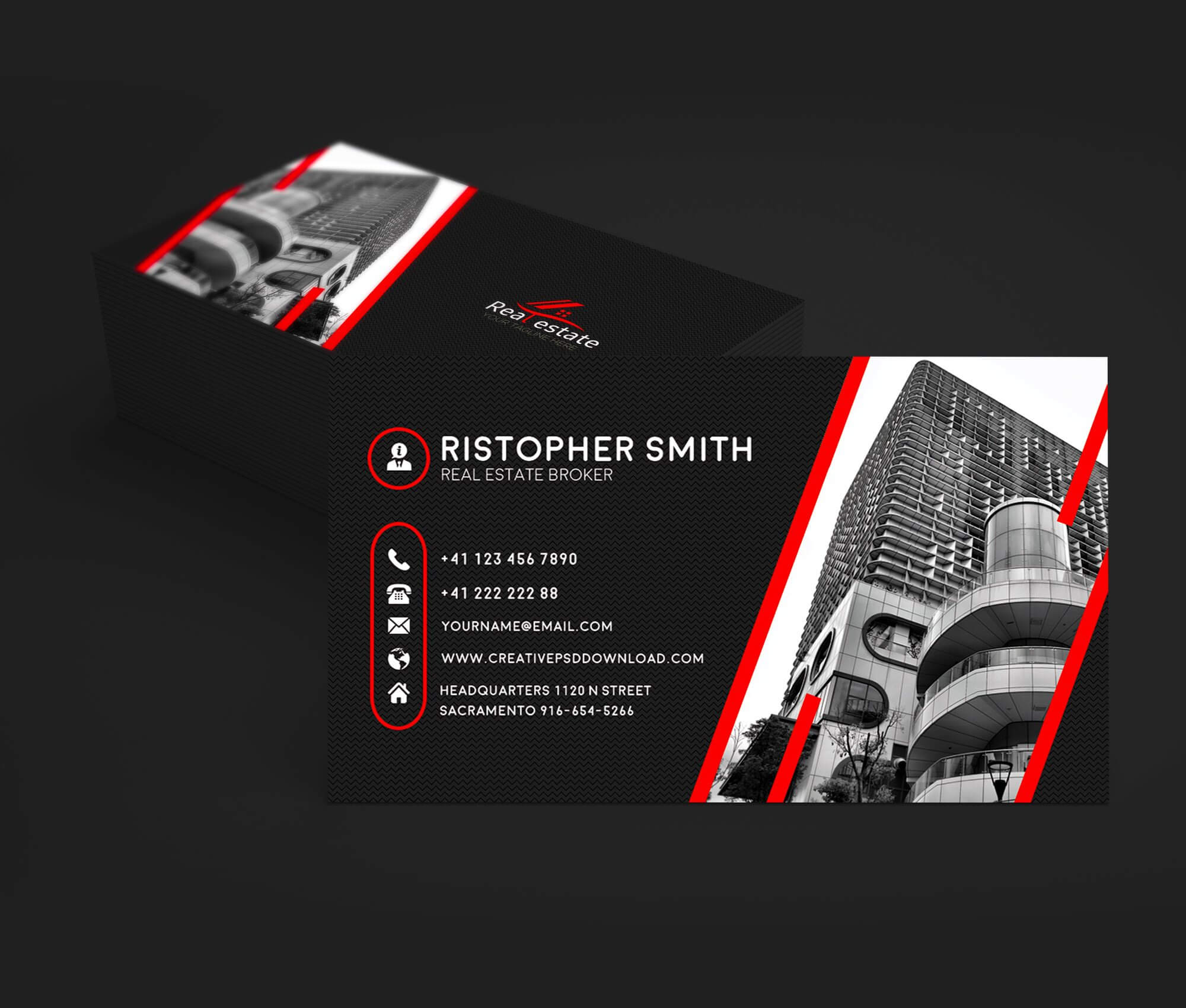 Free Real Estate Business Card Psd Template In Real Estate Business Cards Templates Free
