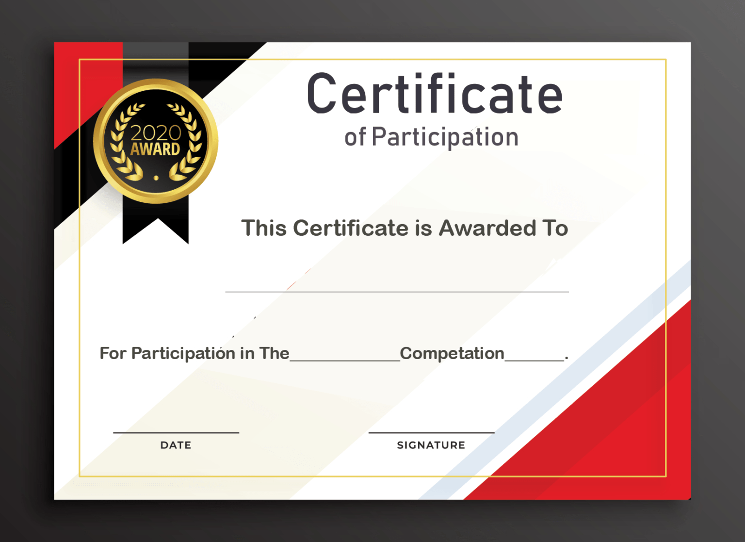 Free Sample Format Of Certificate Of Participation Template Pertaining