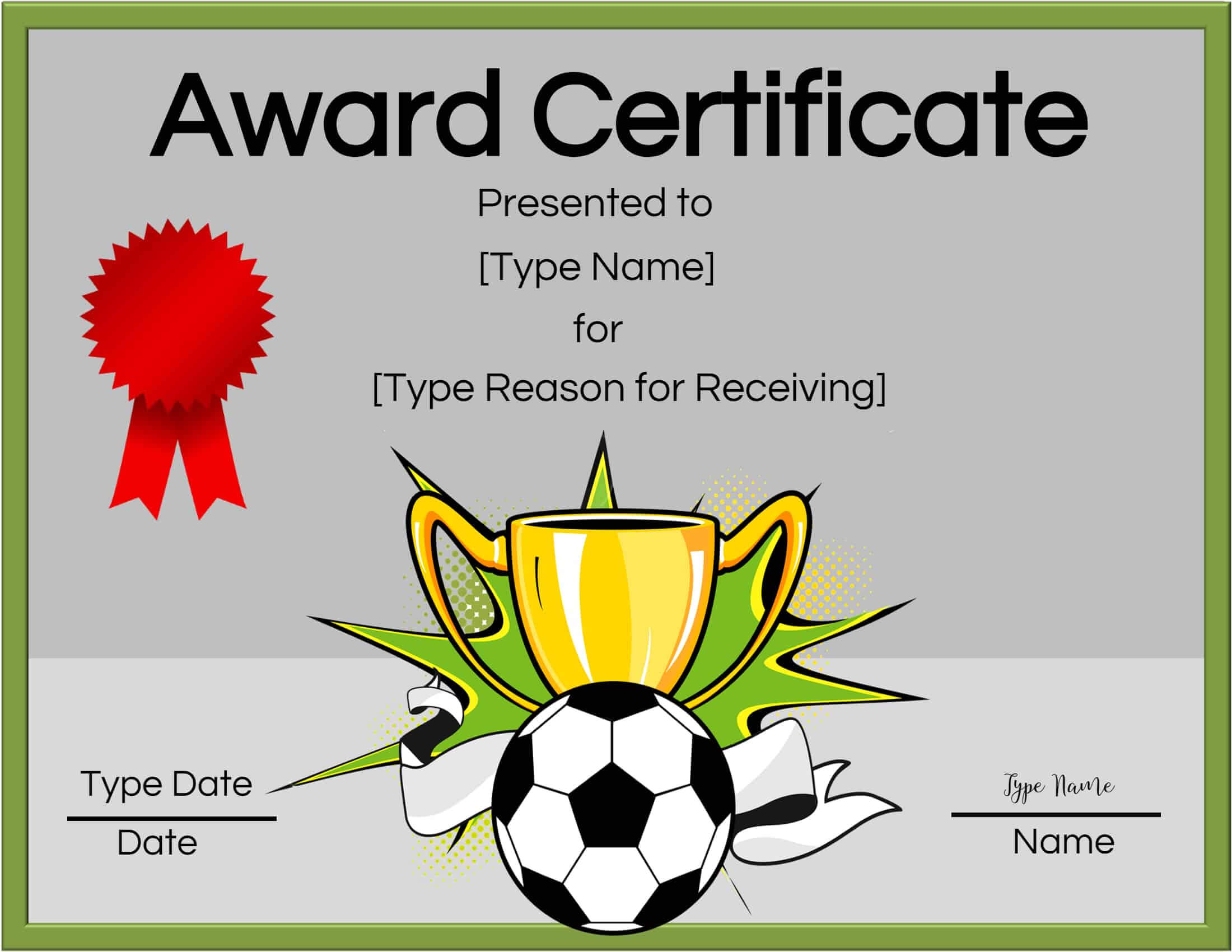 Free Soccer Certificate Maker | Edit Online And Print At Home Throughout Soccer Award Certificate Templates Free