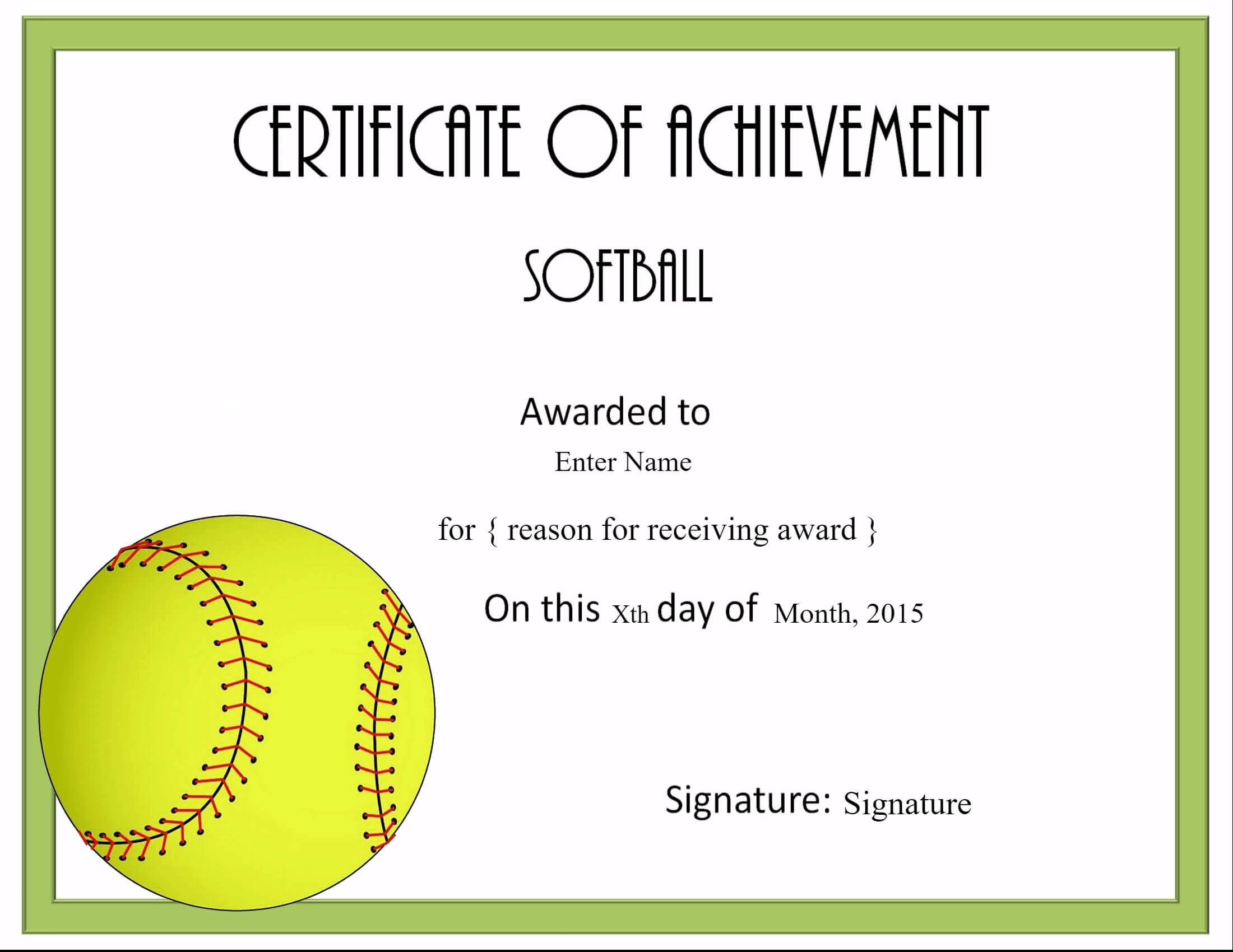 Free Softball Certificate Templates - Customize Online With Free Softball Certificate Templates