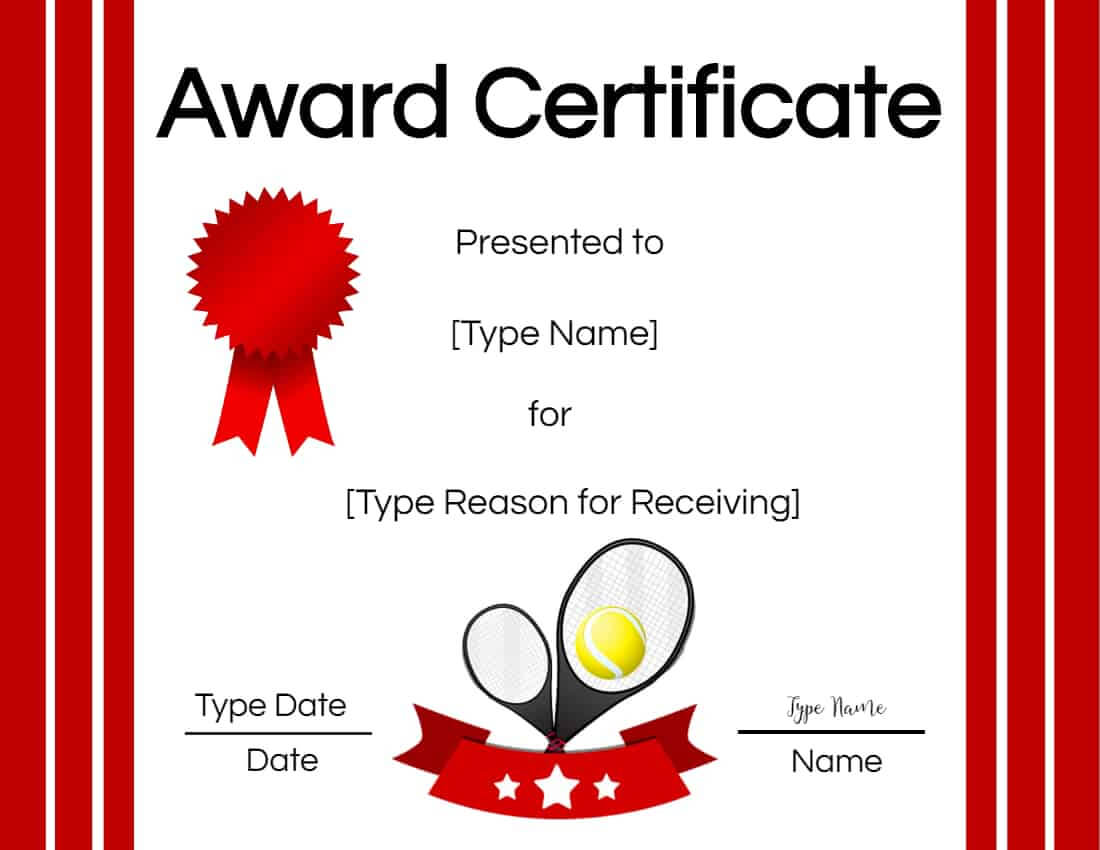 Free Tennis Certificates | Edit Online And Print At Home Within Tennis Certificate Template Free