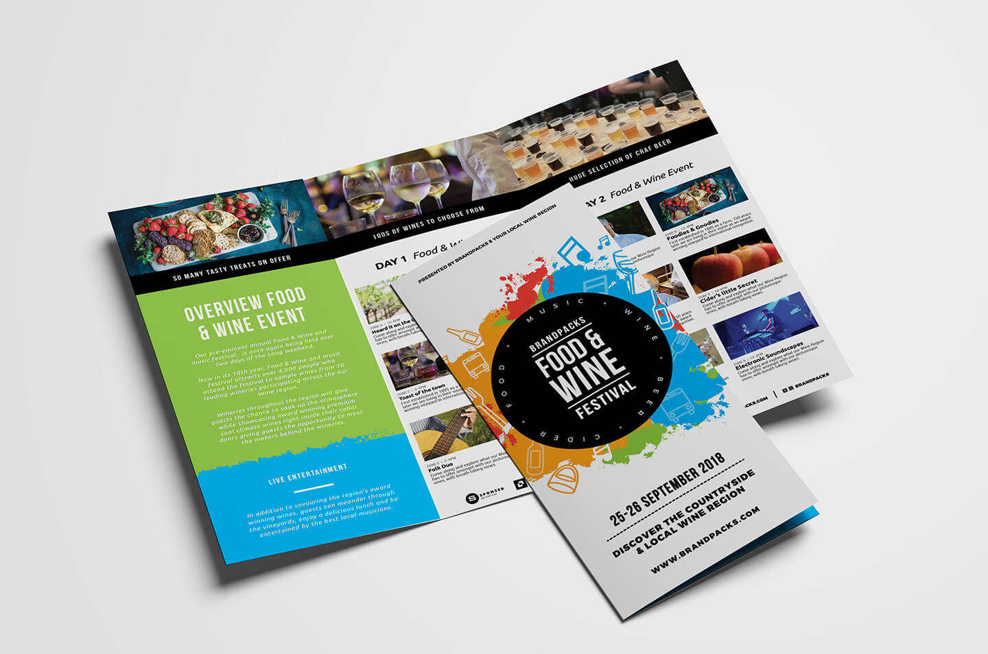 Free Tri Fold Brochure Template For Events & Festivals - Psd Pertaining To 2 Fold Brochure Template Free