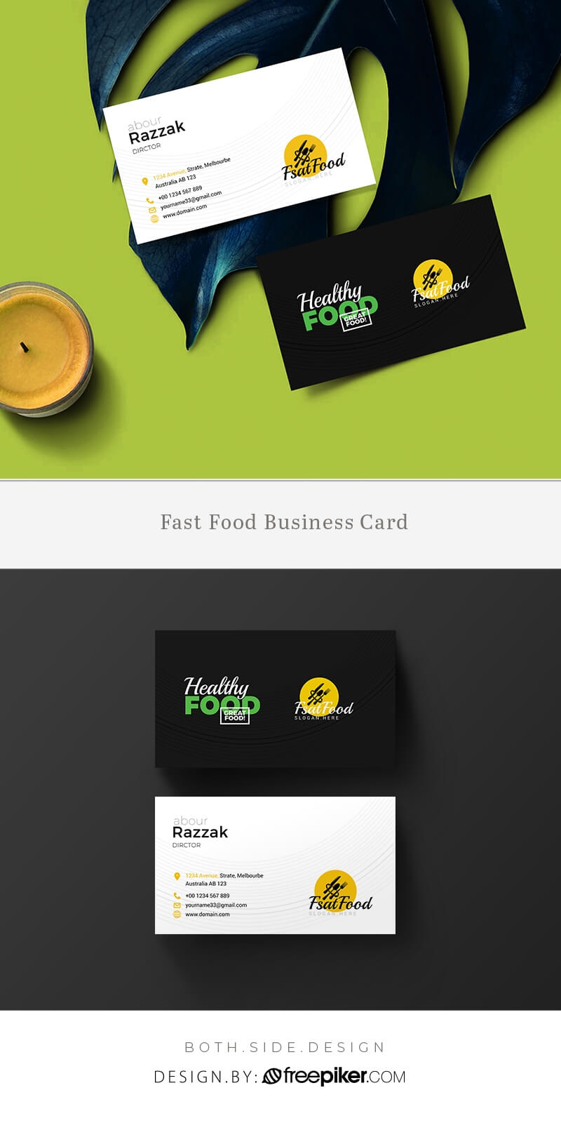 Freepiker | Food And Restaurant Business Card Template Throughout Restaurant Business Cards Templates Free