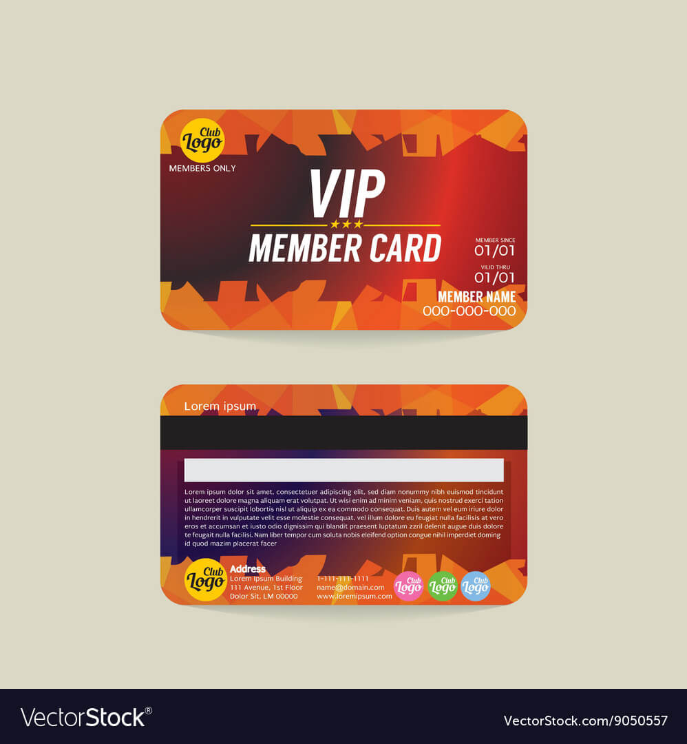 Front And Back Vip Member Card Template Pertaining To Membership Card Template Free