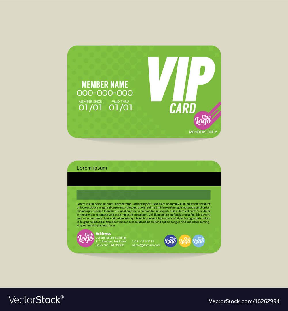 Front And Back Vip Member Card Template Throughout Template For Membership Cards