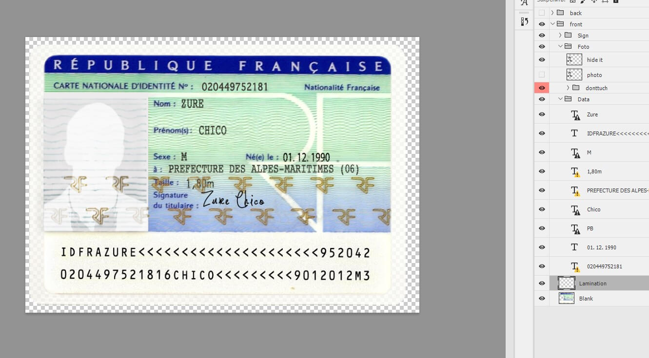 Full Identity Card France [Fra] | Link For Free Download Psd With French Id Card Template