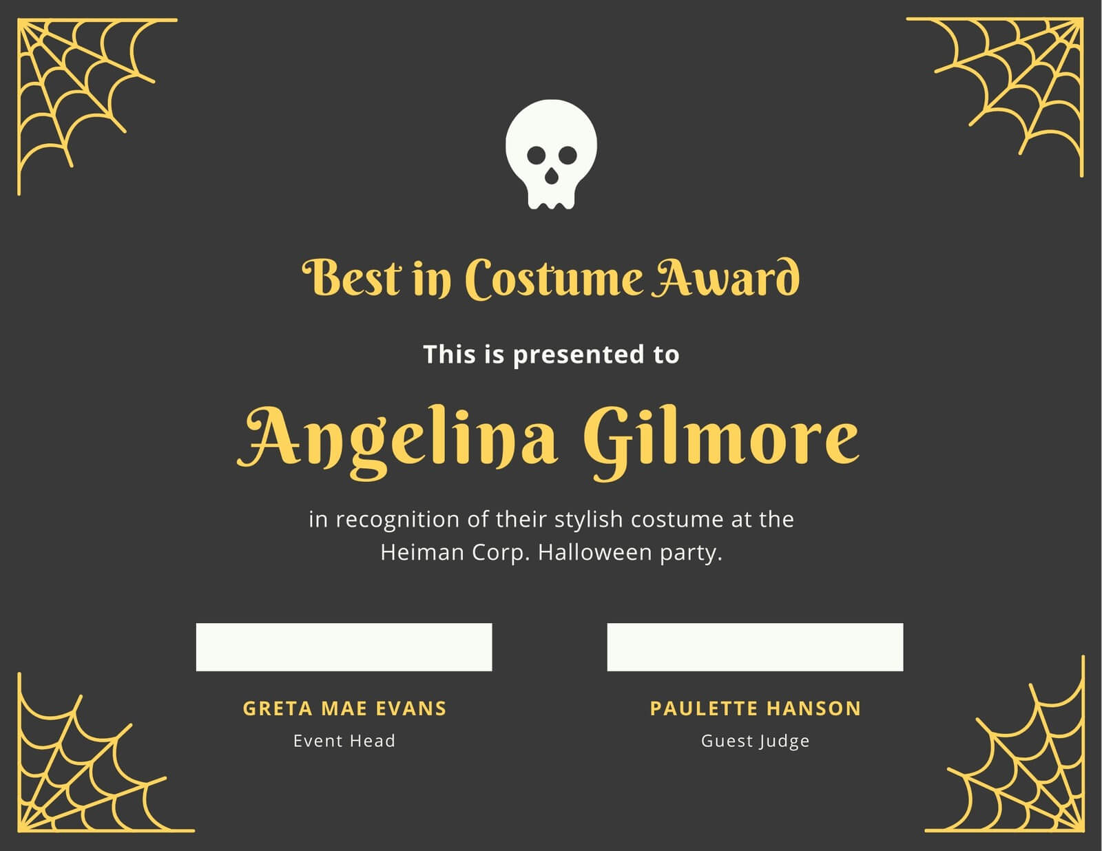 Fun Halloween Best Costume Certificate - Templatescanva For Halloween Costume Certificate Template