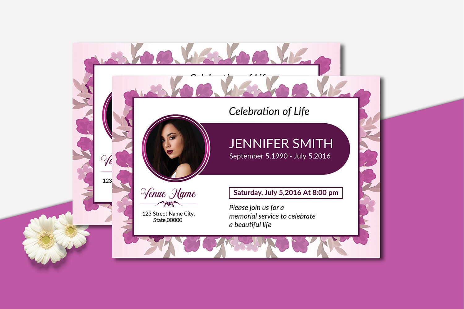 Funeral Announcement / Invitation Card Template Pertaining To Funeral Invitation Card Template