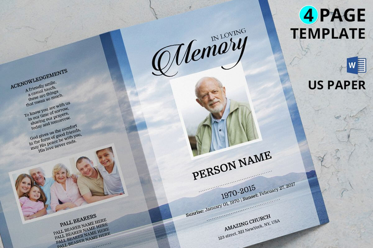 Funeral Program Template With Memorial Brochure Template