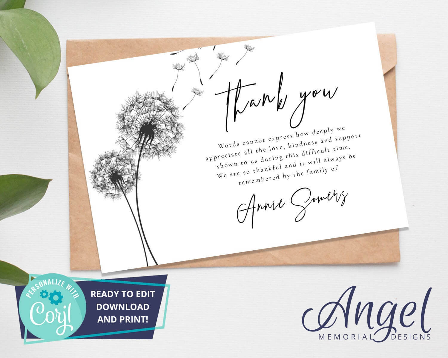 Funeral Thank You Card – Printable Funeral Template | Funeral Printables |  Funeral Acknowledgement Card | Editable Thank You Card | Ds002 With Sympathy Thank You Card Template