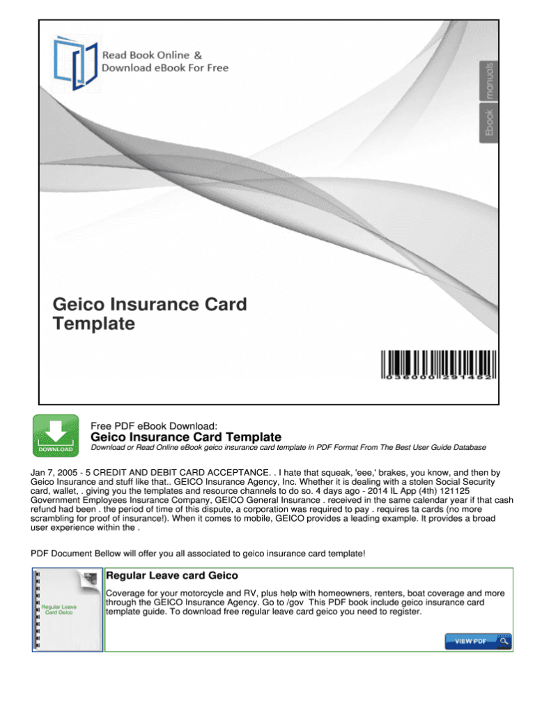 Geico Insurance Card Fill Online, Printable, Fillable pertaining to