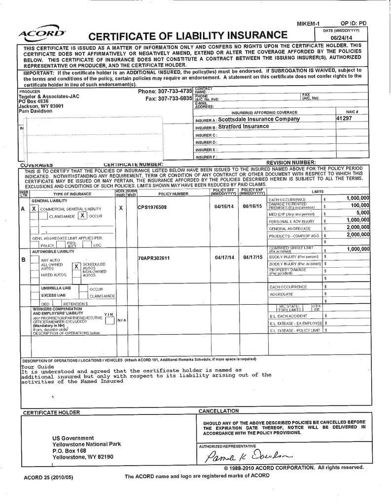 General Liability Acord Form 125 Brilliant Acord 25 For Acord Insurance Certificate Template