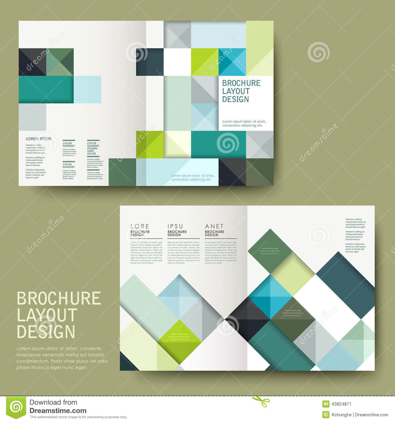 Geometric Style Half Fold Template Brochure Illustration With Half Page Brochure Template
