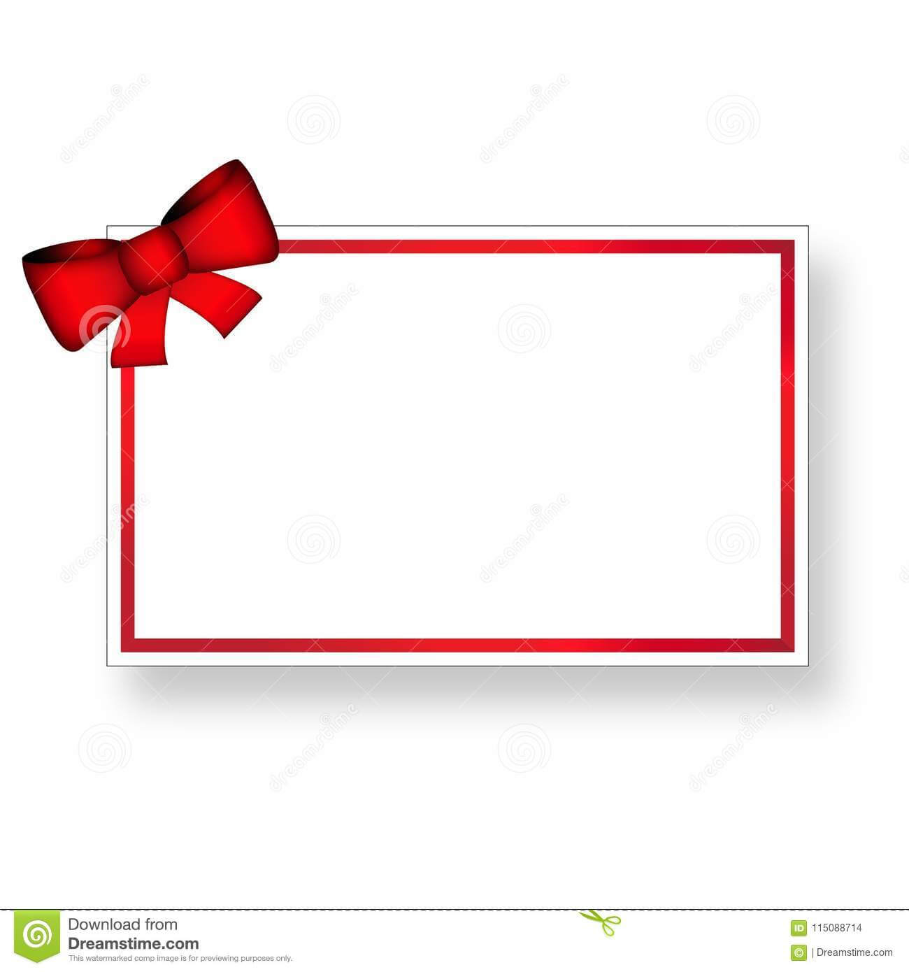 Gift Card Template With Ribbon And Red Bow Stock Vector Pertaining To Present Card Template